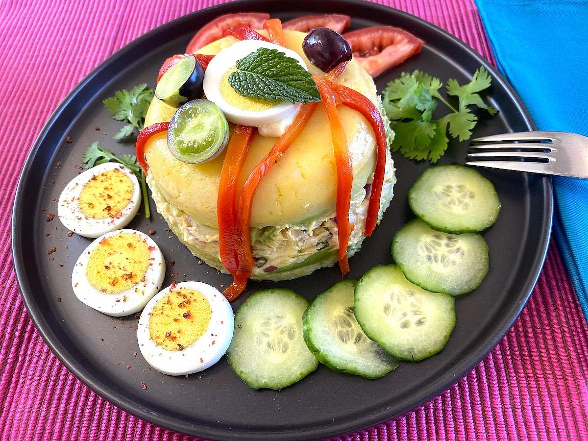 Golden Peruvian Causa with Avocado & Tuna – A Stunning Summer Dinner