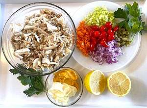 Crab salad ingredients