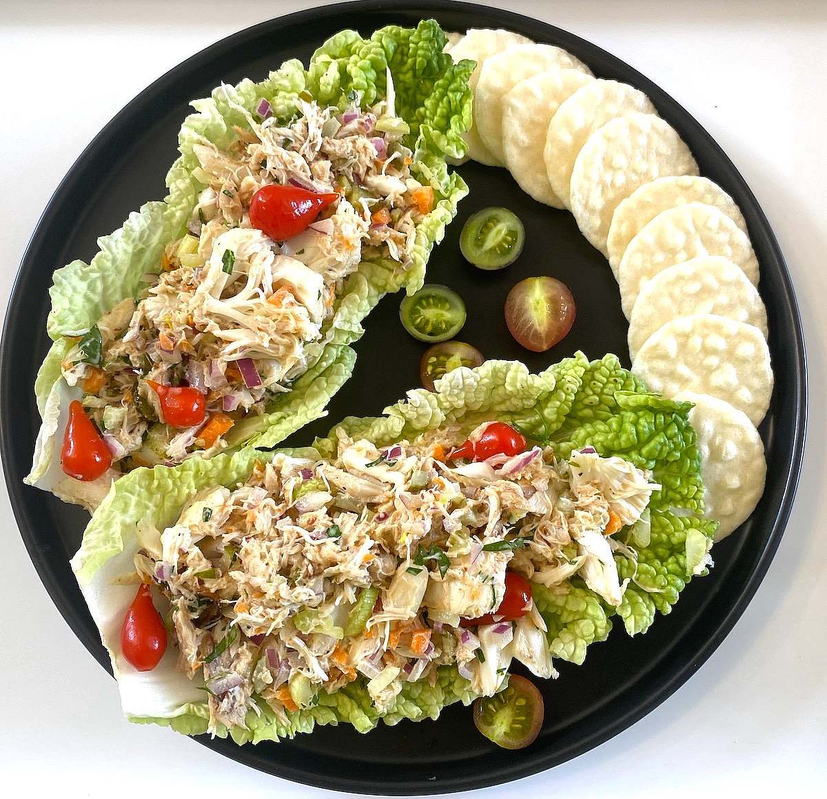 Crab salad on lettuce leaves