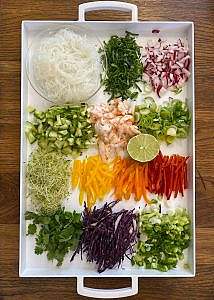 Tray with chopped vegetables